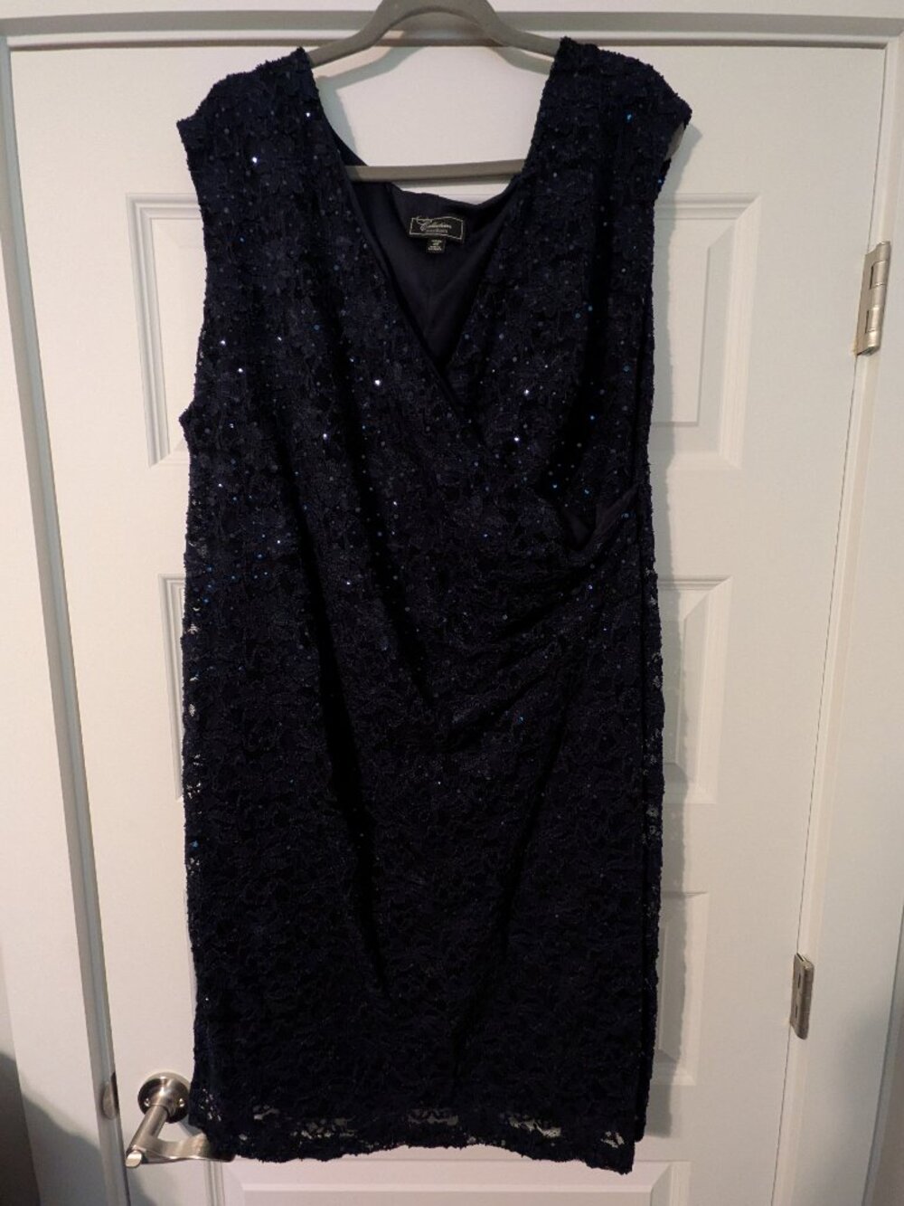 Dressbarn Collection Dress Sleeveless Navy Blue with Sequins